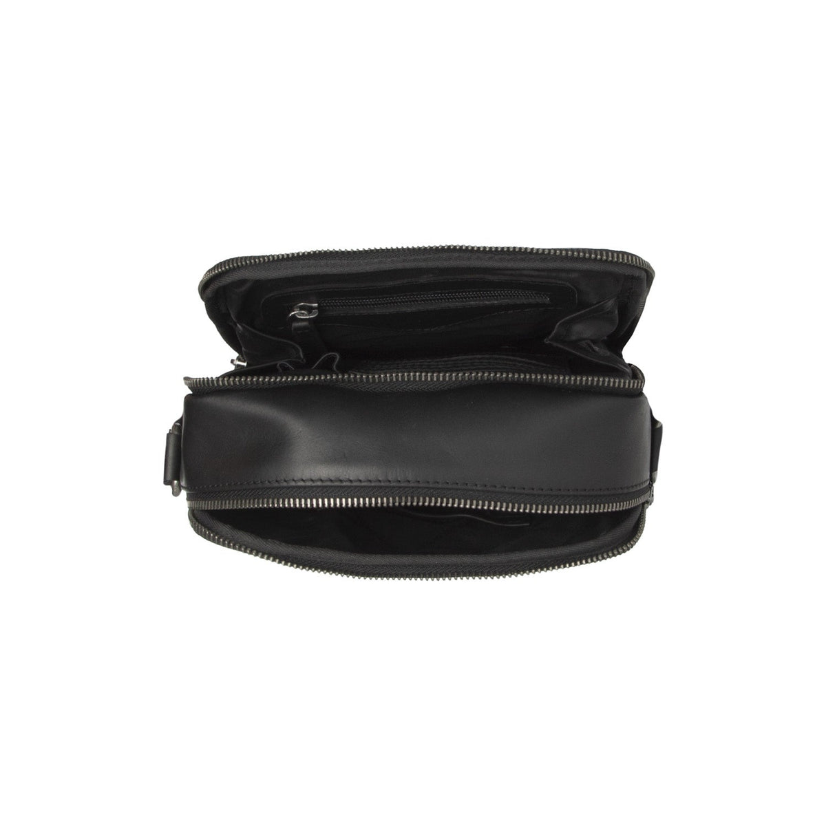 
Solid Antique Brass Hardware & Heavy-Duty Dual Zipper Detail on Arendal Шкіряна сумка через плече