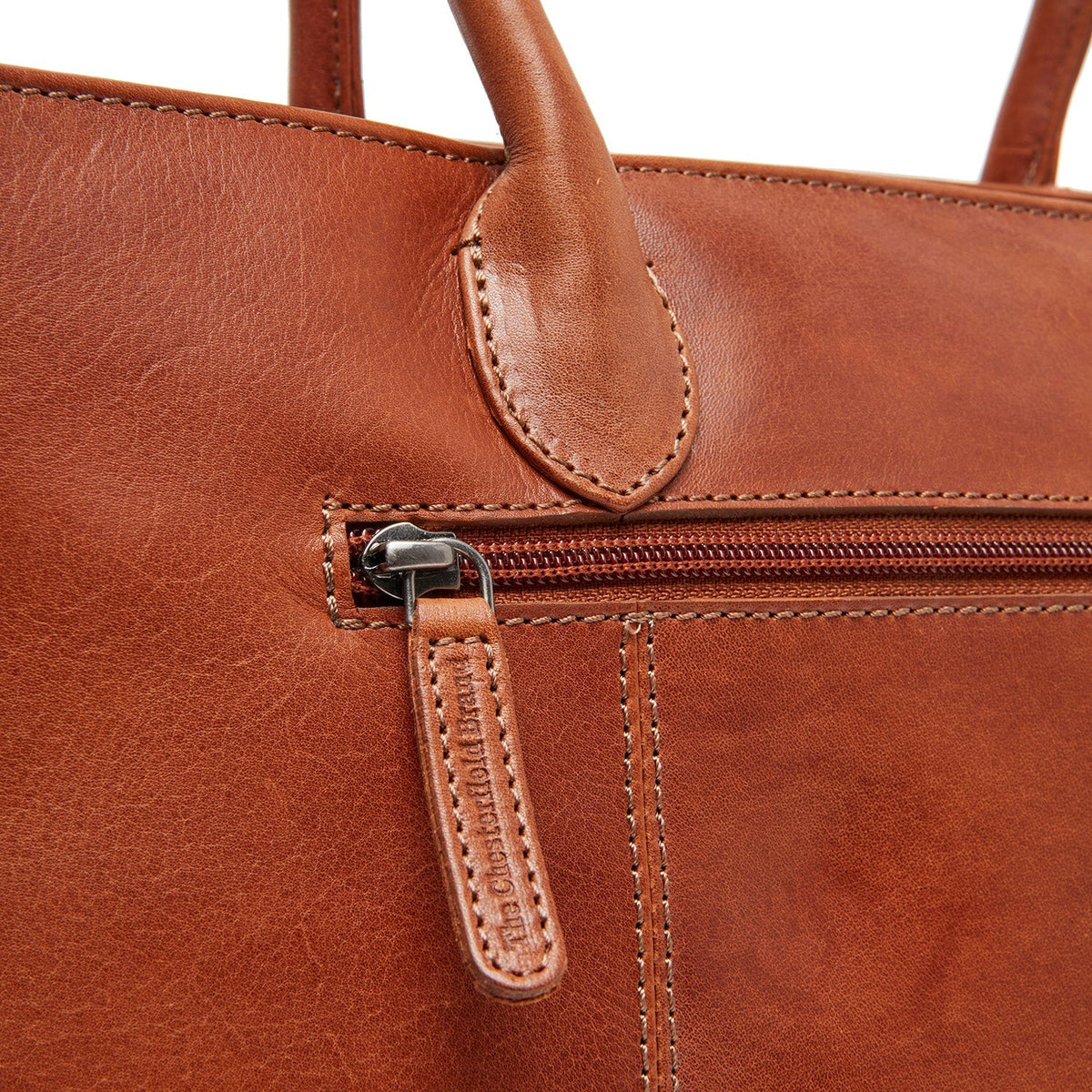 
Cognac Leather Handbag Pergamino, detail view 3