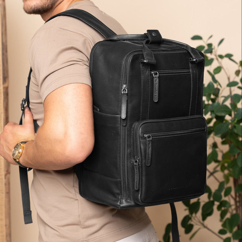 Calden Full-Grain Leather Laptop Backpack жіноча