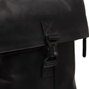Solid Antique Brass Hardware &amp; Heavy-Duty Dual Zipper Detail on Savona Full-Grain Leather Laptop Backpack