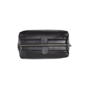 Biassa Full-Grain Leather Toiletry Bag - Lateral Side Profile View Showing Sleeve Cut &amp; Athletic Taper Fit