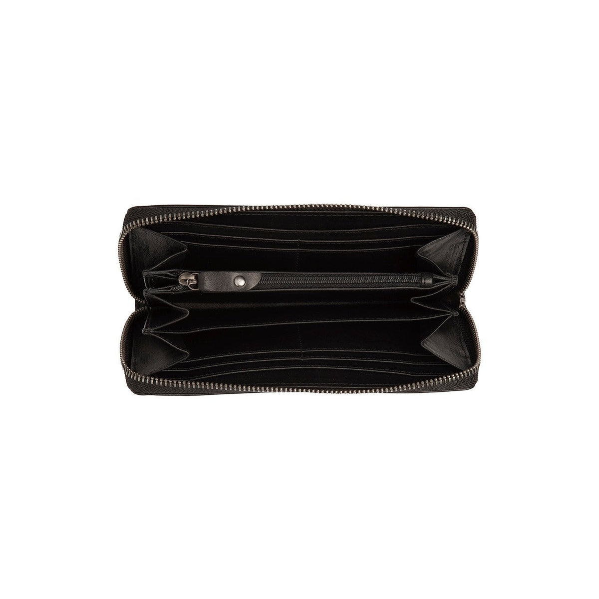 
Solid Antique Brass Hardware & Heavy-Duty Dual Zipper Detail on Livorno Шкіряний гаманець