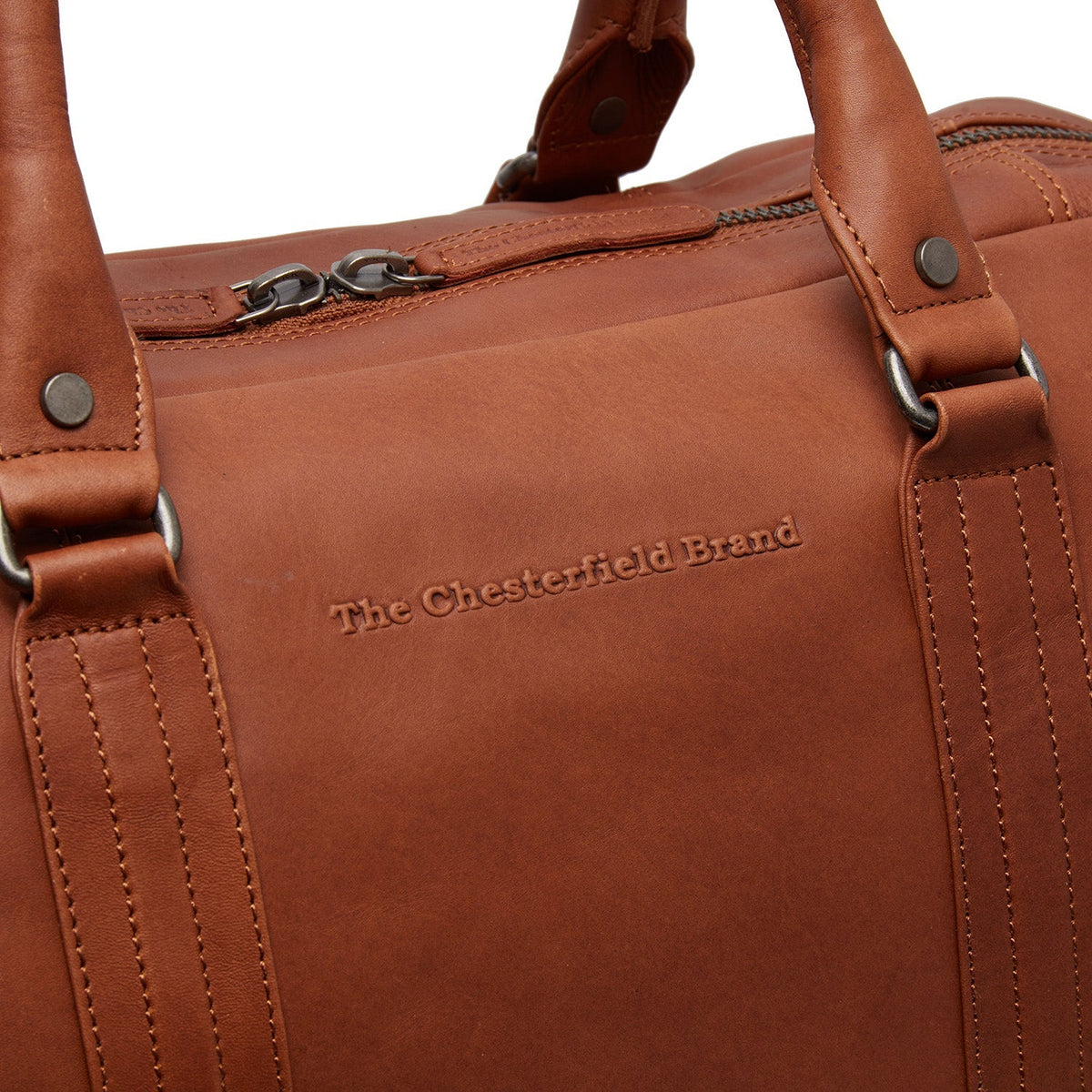 
Cognac Leather Weekender Bag Perth, detail view 3