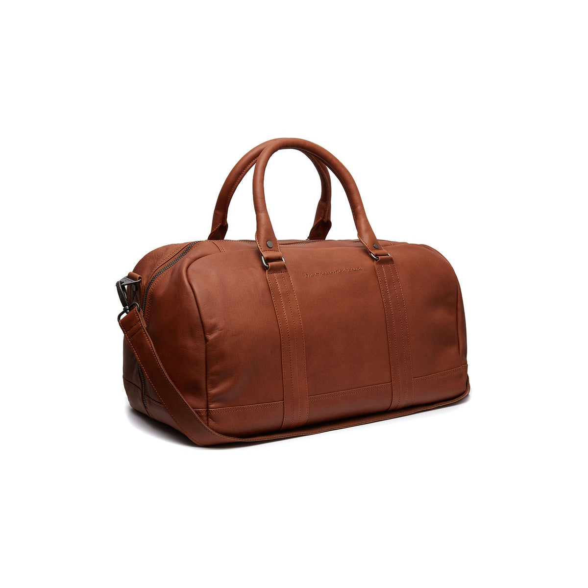 
Cognac Leather Weekender Bag Perth, front view