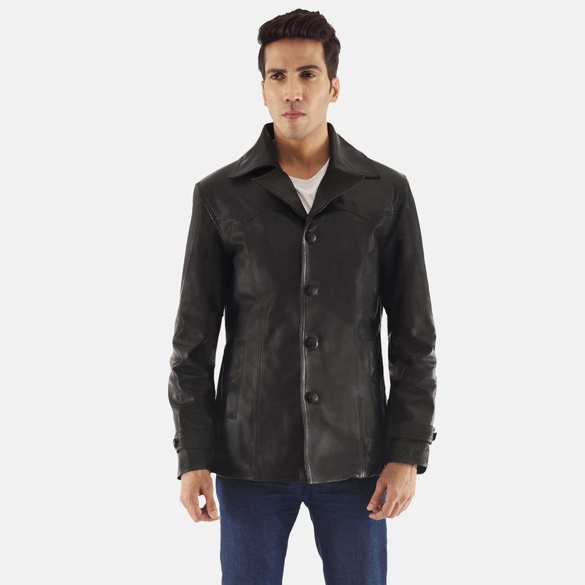 Leo Чорна Leather Coat чоловіча