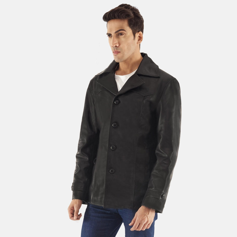 Leo Чорна Leather Coat чоловіча