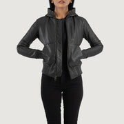 
Luna Hooded Шкіряний бомбер для Жінок – alternate product view 1