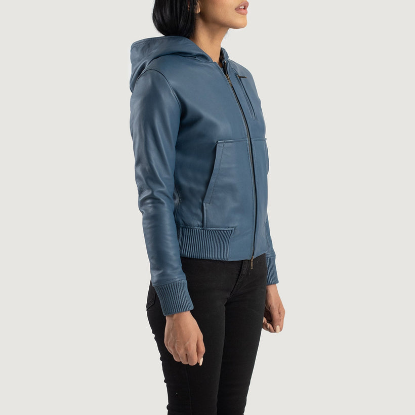 Luna Hooded Шкіряний бомбер для Жінок