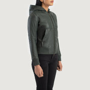 
Luna Hooded Шкіряний бомбер для Жінок - Natural Daylight Drape