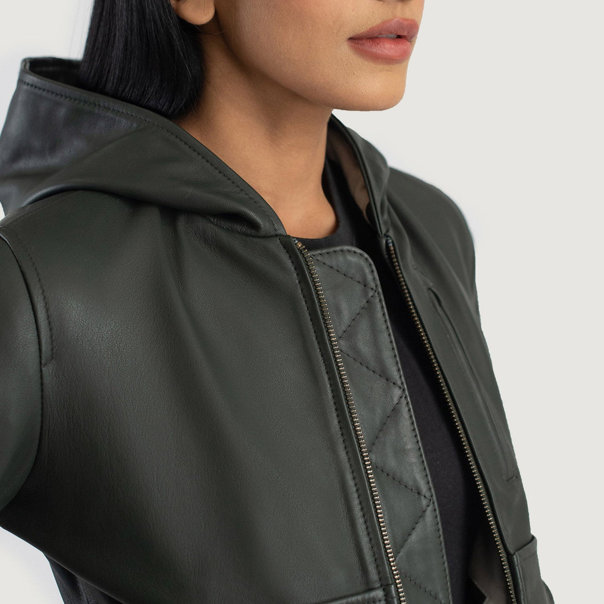 
Luna Hooded Шкіряний бомбер для Жінок – alternate product view 6