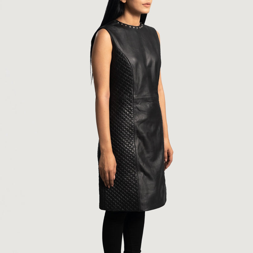 Luxe Чорна Leather Dress жіноча