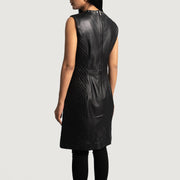 
Luxe Чорний Leather Dress для Жінок - Вигляд збоку з ергономічним кроєм рукава
