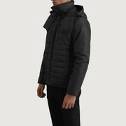 
Black Full-Grain Leather Hooded Jacket - Вигляд ззаду з ідеальною посадкою по плечах та рівним подолом