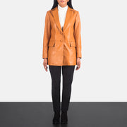 
Marilyn Tan Brown Leather Blazer - Вигляд збоку з ергономічним кроєм рукава