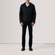 
Black Waxed Cotton Canvas Hooded Jacket - Вигляд ззаду з ідеальною посадкою по плечах та рівним подолом