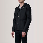 
Marlo Чорний Canvas Hooded Work Шкіряна куртка для Чоловіків For Men - Вигляд збоку з ергономічним кроєм рукава