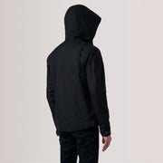 
Крупний план деталей of Hooded & Zipper with placket Hardware on Marlo Чорний Canvas Hooded Work Шкіряна куртка для Чоловіків For Men