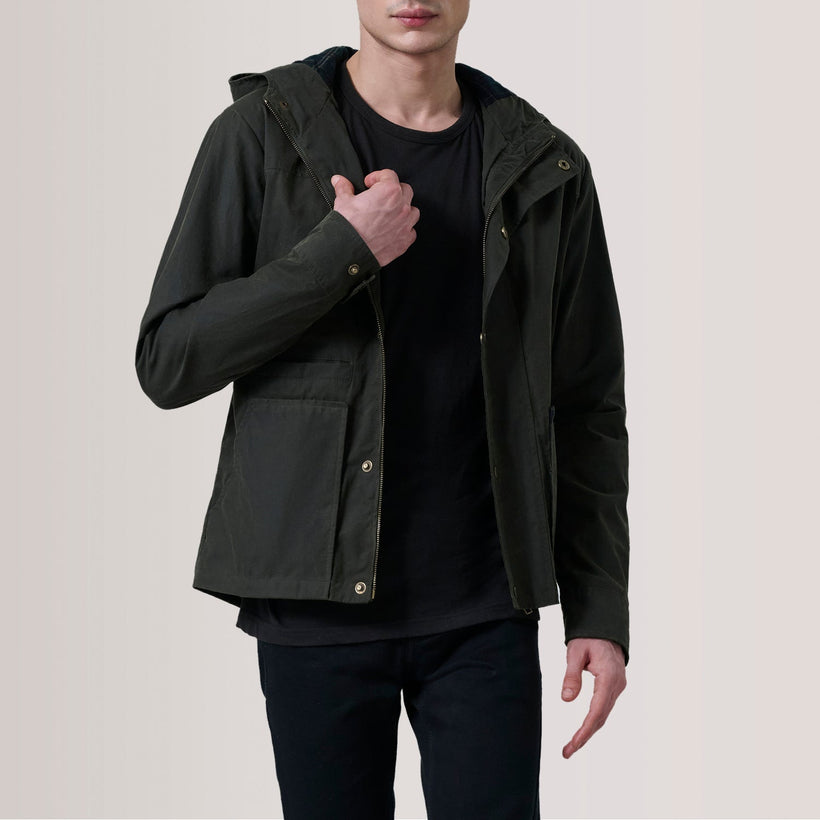 Marlo Olive Canvas Hooded Work Шкіряна куртка чоловіча