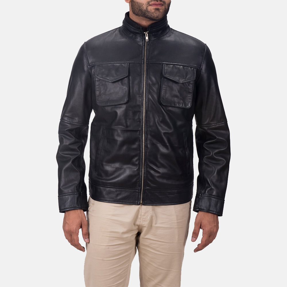 
Maurice Чорний Шкіряна куртка для Чоловіків in Black Sheepskin Leather - Вигляд спереду та приталений силует | Купити в офіційному онлайн-магазині