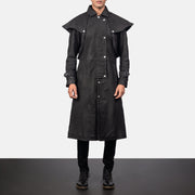 
Maverick Чорний Leather Duster для Чоловіків in Distressed Black Sheepskin Snuffed - Вигляд спереду та приталений силует | Купити в офіційному онлайн-магазині