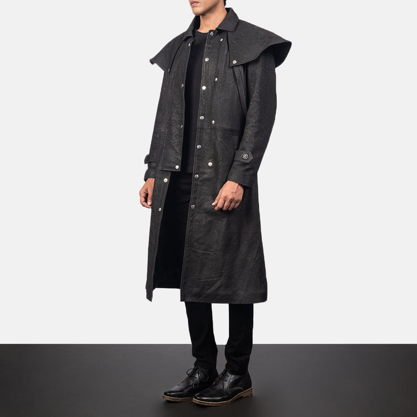 Maverick Чорний Leather Duster для Чоловіків