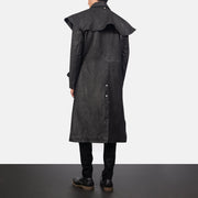 
Maverick Чорний Leather Duster для Чоловіків - Вигляд збоку з ергономічним кроєм рукава