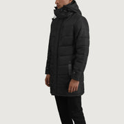 
Black Full-Grain Leather Hooded Jacket - Вигляд ззаду з ідеальною посадкою по плечах та рівним подолом