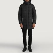 
Moore Чорний Hooded Parka для Чоловіків - Вигляд збоку з ергономічним кроєм рукава