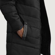 
Крупний план деталей of Classic Collar & Zipper With Snap Button Placket Hardware on Moore Чорний Hooded Parka для Чоловіків