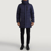 
Moore Синій Hooded Parka для Чоловіків - Вигляд збоку з ергономічним кроєм рукава