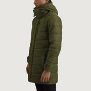 
Green Full-Grain Leather Hooded Jacket - Вигляд ззаду з ідеальною посадкою по плечах та рівним подолом