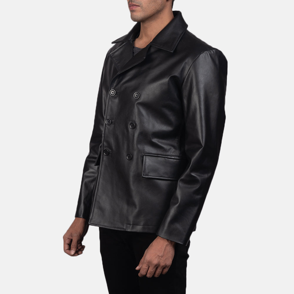 
Black Cowhide leather Blazer - Вигляд ззаду з ідеальною посадкою по плечах та рівним подолом