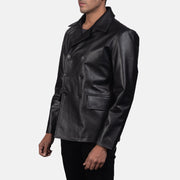 
Black Cowhide leather Blazer - Вигляд ззаду з ідеальною посадкою по плечах та рівним подолом