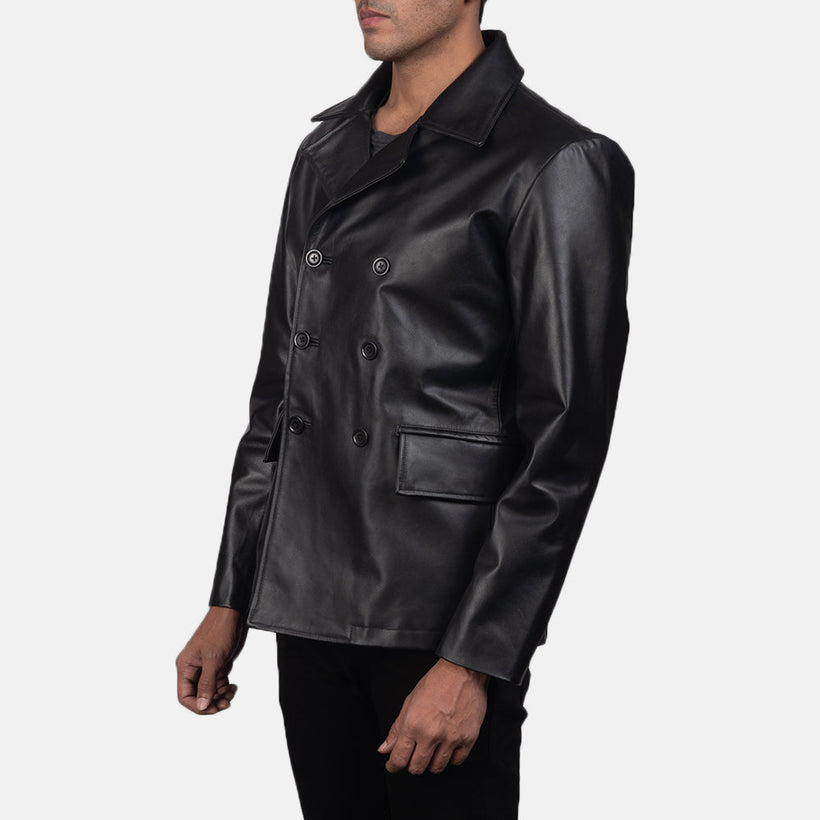 Mr. Bailey Чорна Leather Naval Peacoat чоловіча