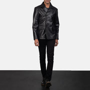 
Mr. Bailey Чорний Leather Naval Peacoat для Чоловіків - Вигляд збоку з ергономічним кроєм рукава