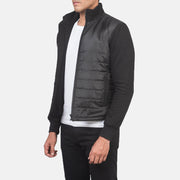 
Black Polyester (Torso) &Amp; Knitted Fabric (Sleeves) Winter Jacket - Вигляд ззаду з ідеальною посадкою по плечах та рівним подолом