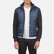 
Nashville Стьобаний Синій Windbreaker Шкіряна куртка для Чоловіків in Blue & Black Nylon (Torso) &Amp; Knitted Fabric (Sleeves) - Вигляд спереду та приталений силует | Купити в офіційному онлайн-магазині