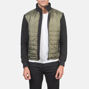 
Nashville Стьобаний Оливковий Windbreaker Шкіряна куртка для Чоловіків in Green & Black Nylon (Torso) &Amp; Knitted Fabric (Sleeves) - Вигляд спереду та приталений силует | Купити в офіційному онлайн-магазині