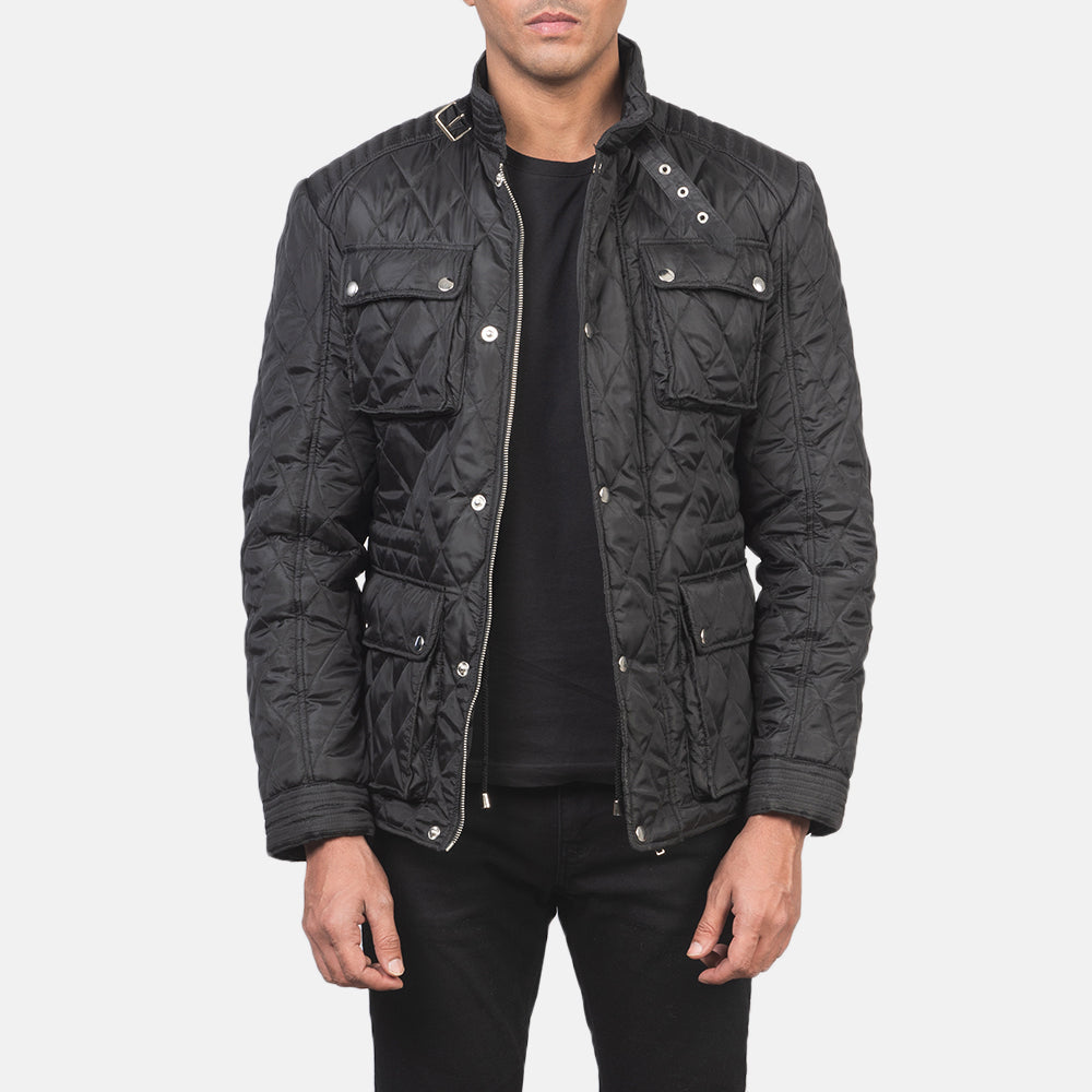 Nelson Quilted Black Windbreaker Jacket in Black Polyester - Вигляд спереду та приталений силует | Купити в офіційному онлайн-магазині
