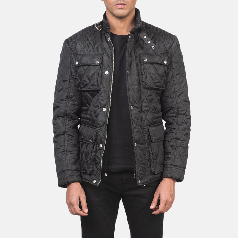 Nelson Quilted Чорна Windbreaker Шкіряна куртка чоловіча