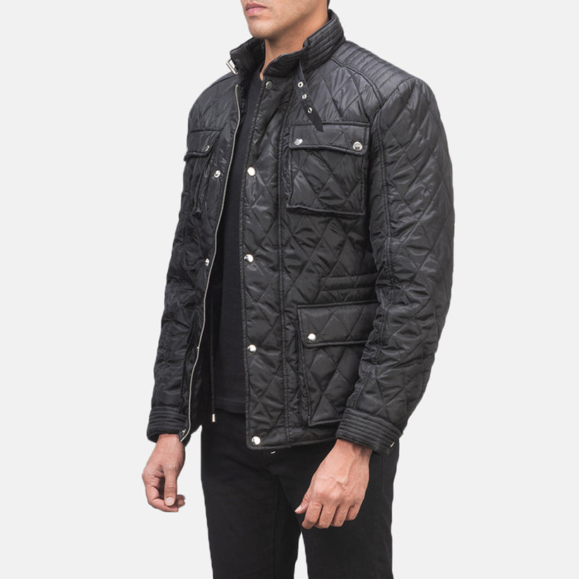 Nelson Quilted Чорна Windbreaker Шкіряна куртка чоловіча
