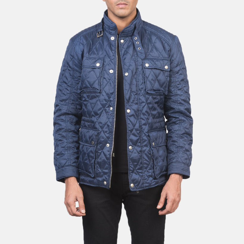 Nelson Quilted Синя Windbreaker Шкіряна куртка чоловіча