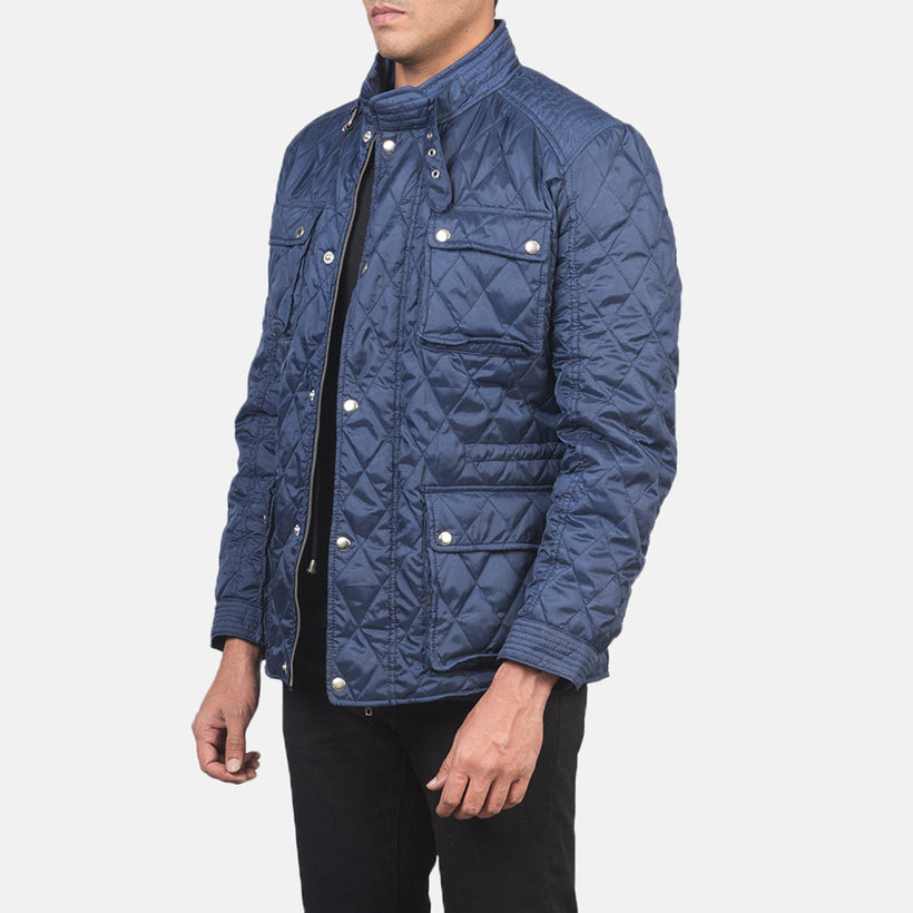 Nelson Quilted Синя Windbreaker Шкіряна куртка чоловіча