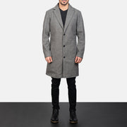 
Petrillo Grey Wool Single Breasted Шкіряне пальто для Чоловіків - Вигляд збоку з ергономічним кроєм рукава