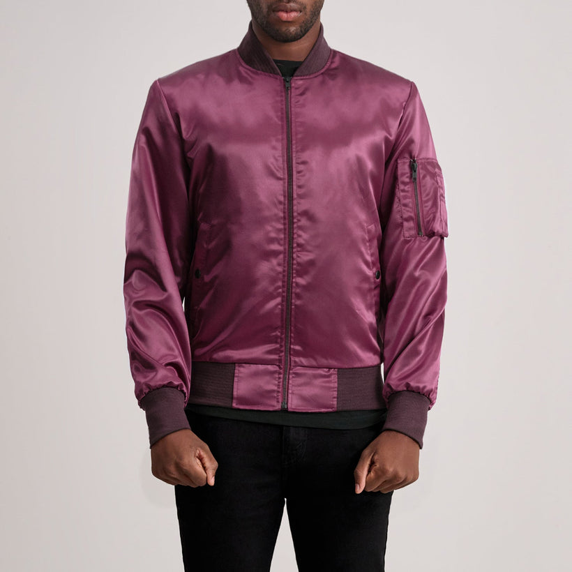 Quinton MA-1 Maroon Шкіряний бомбер чоловіча