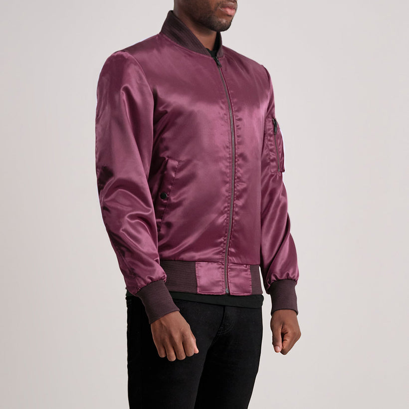 Quinton MA-1 Maroon Шкіряний бомбер чоловіча