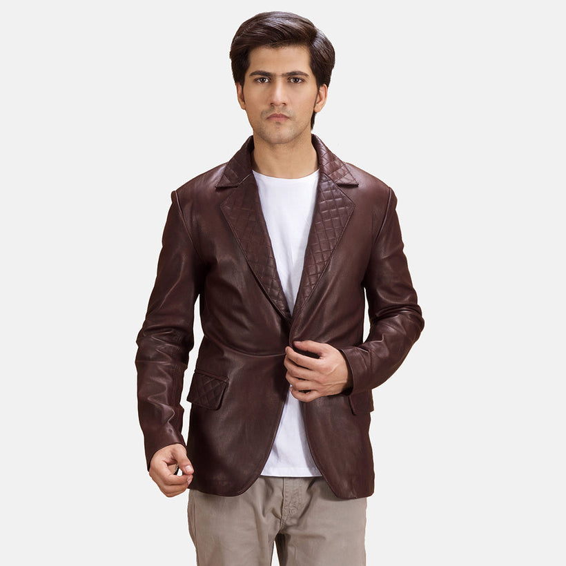 Radaron Quilted Maroon Шкіряний блейзер чоловіча