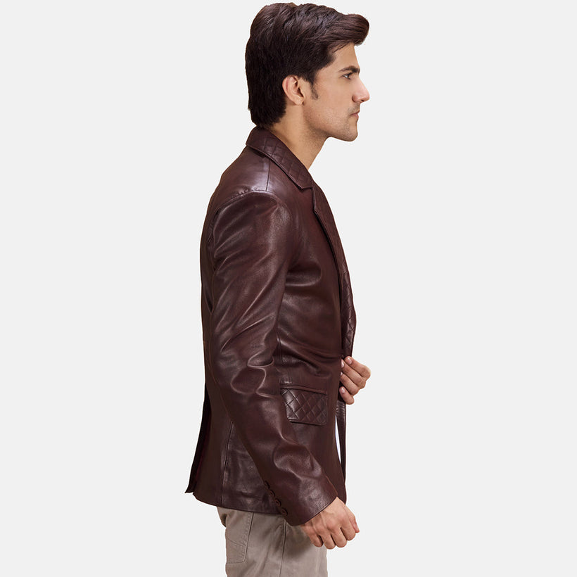 Radaron Quilted Maroon Шкіряний блейзер чоловіча