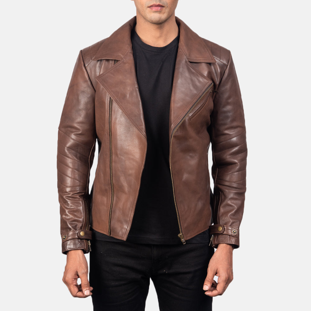Zipper + Snap Button Strap &amp; Hem Craftsmanship Construction Detail on Raiden Black Leather Biker Jacket