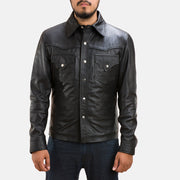 
Black Sheepskin leather Jacket - Вигляд ззаду з ідеальною посадкою по плечах та рівним подолом